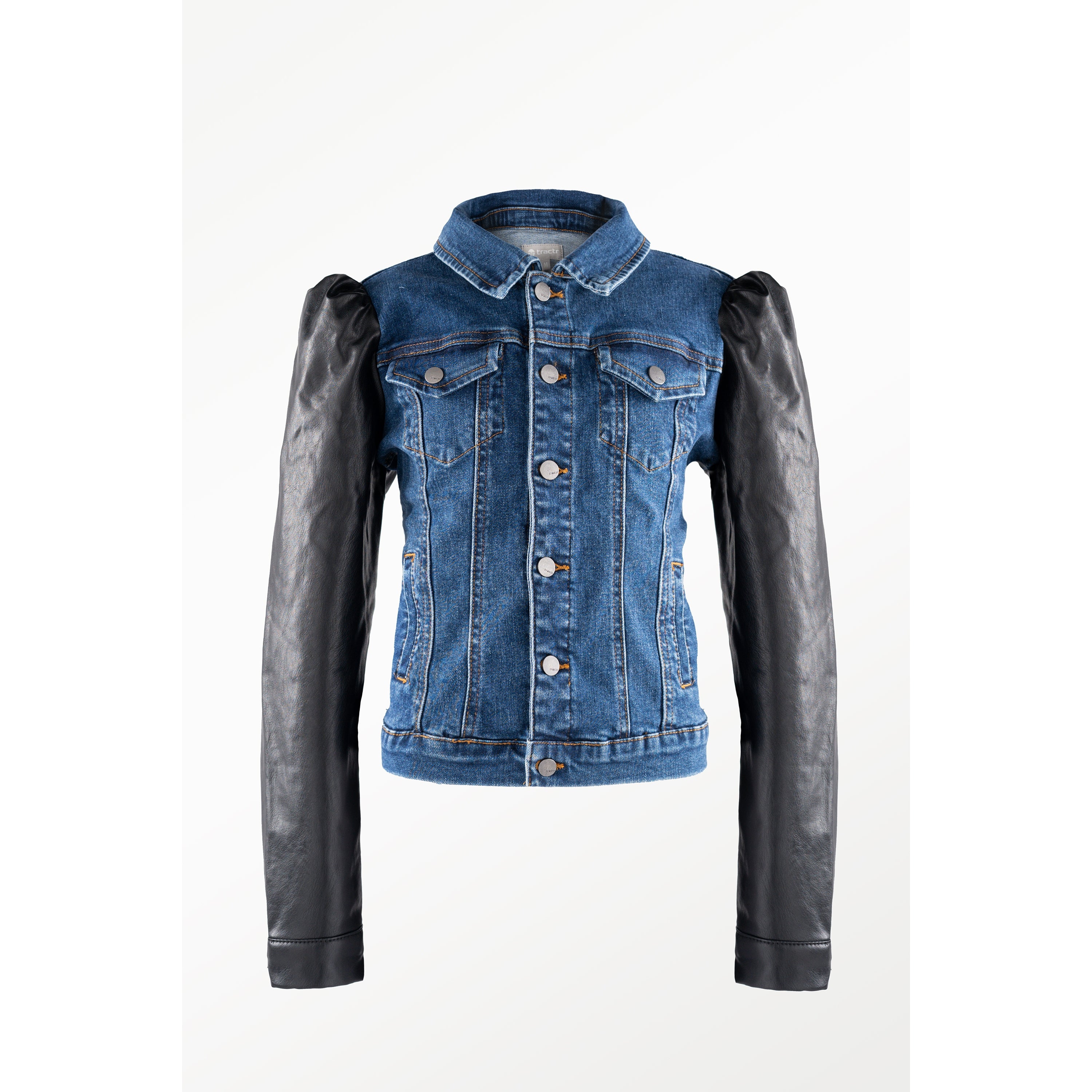 Pleather Mutton Sleeve Denim Jacket – Avenue Qute