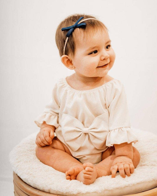 Cindi Bow Front Bubble Romper - Ivory in the Clouds