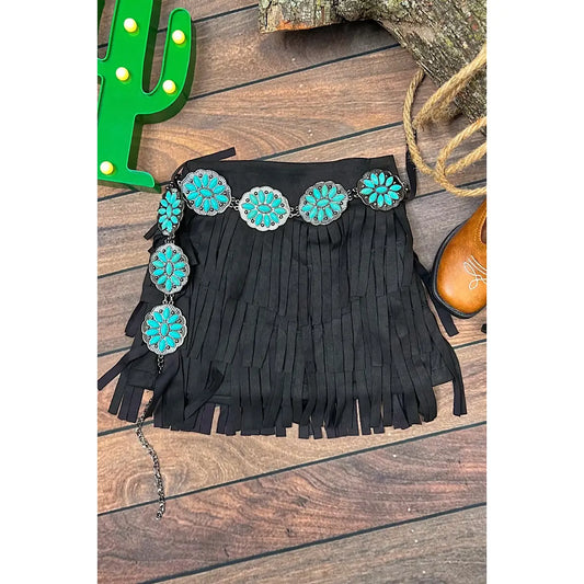 Fringed Suede Skirt