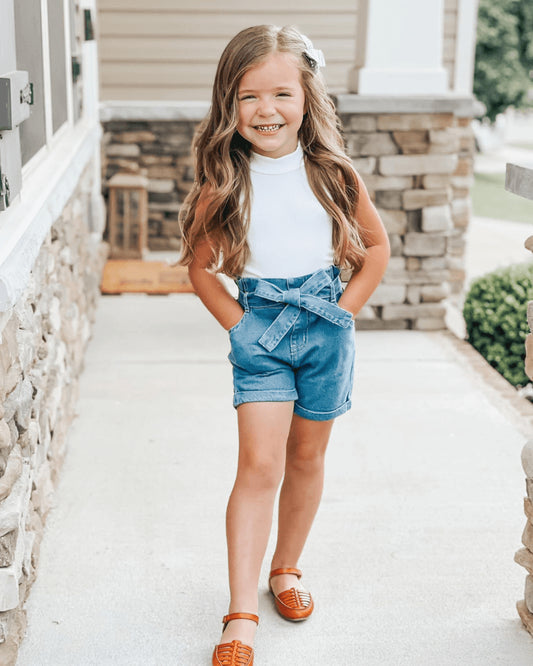 Tie-Waist Denim Shorts