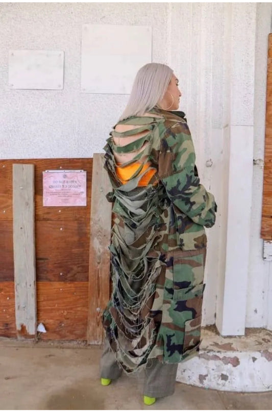 Distressed Camo Duster - Mommy