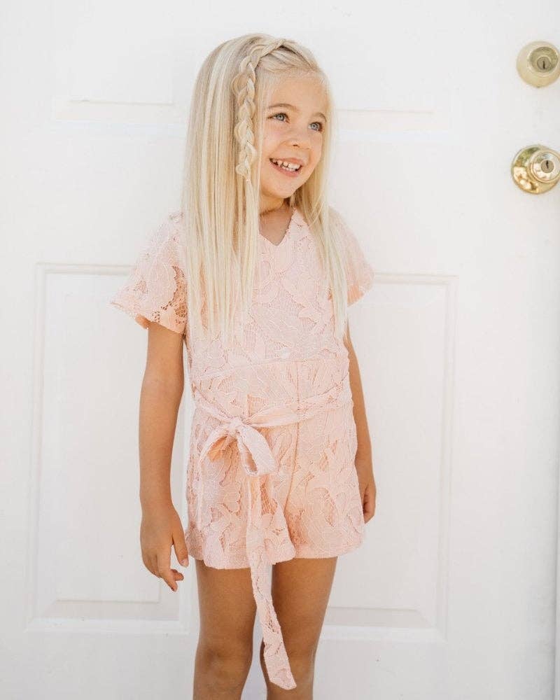 Lila Lace Romper - Seashell Peach