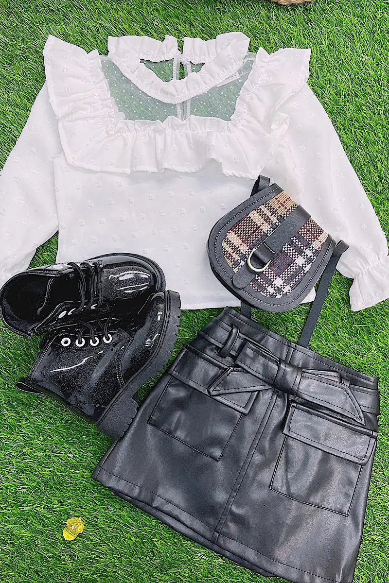 Faux Leather Black Skirt with Pockets