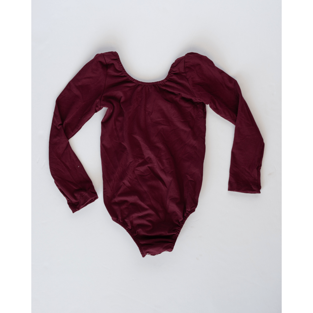 Long Sleeved Fleeced Lined Leotard - Wine