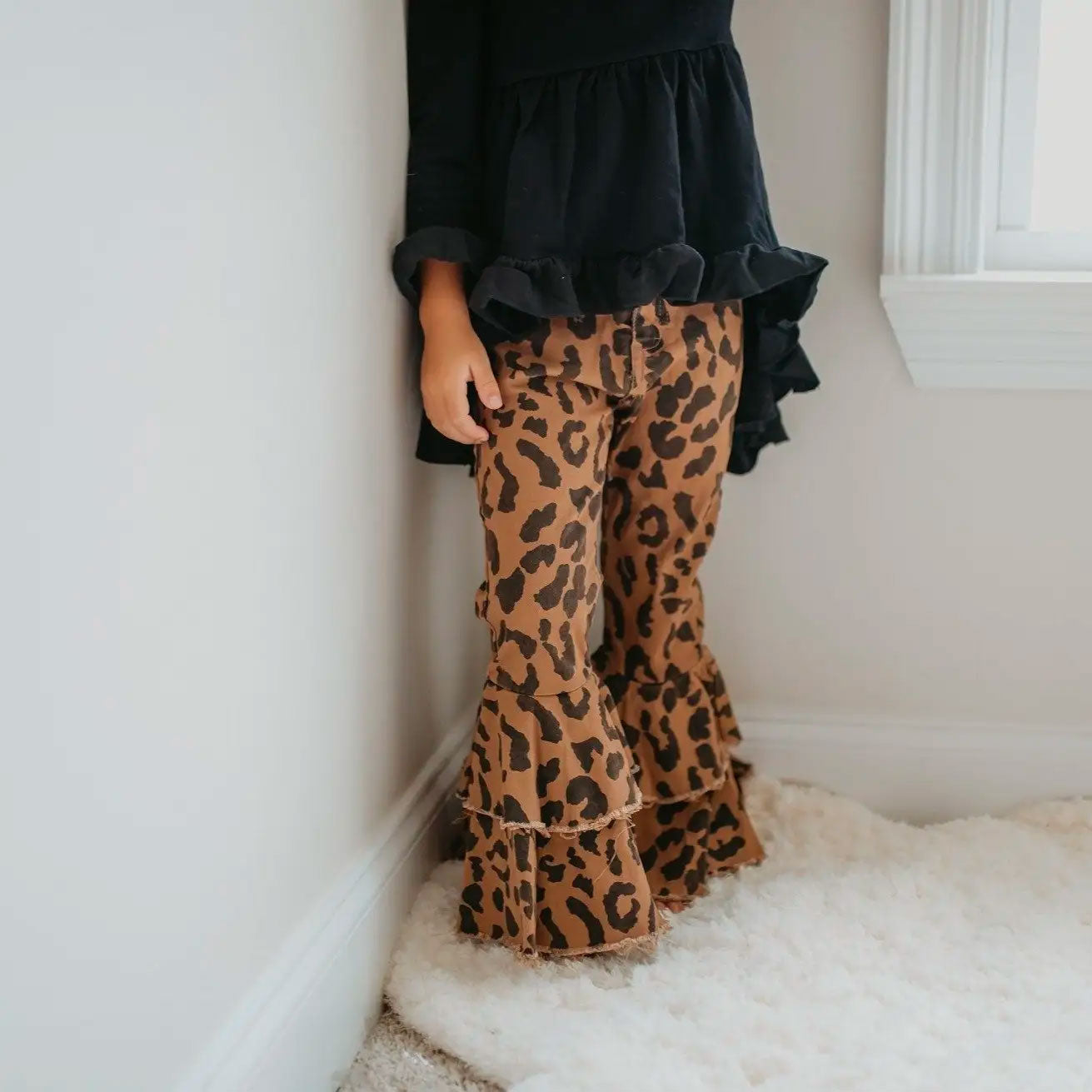 Toni Double Denim Pants - Leopard
