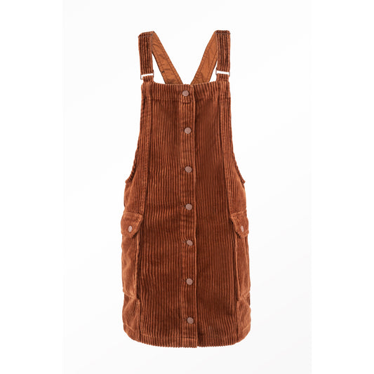 Patch Pocket Button Up Skirtall - Brown