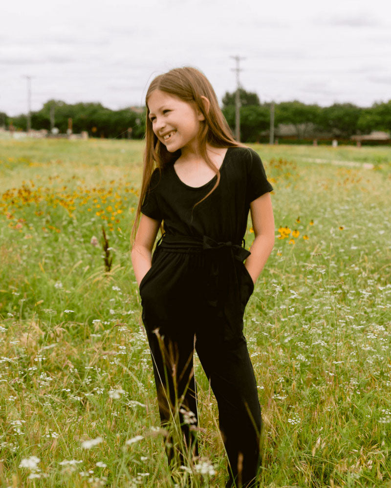 V Neck Jumpsuit - Black